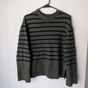 Men's Green and Black Striped Sweater